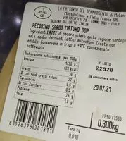 Mängden socker i Pecorino sardo maturo DOP
