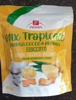 Mängden socker i Mix tropicale mango cocco e ananas essiccato