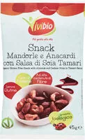 Mängden socker i Snack mandorle e anacardi con salsa di soia tamari