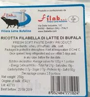 Mängden socker i Ricotta Filabella di latte di bufala