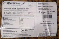 Mängden socker i Spirale semi-complète bio