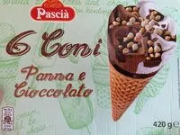 Mängden socker i 6 coni Panna e Cioccolato