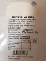 Mängden socker i Burrata