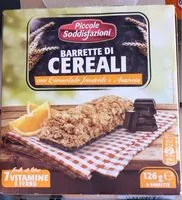 Mängden socker i Barrette di cereali con cioccolato fondente e arancia