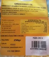 Mängden socker i Orecchiette senza glutine