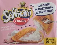 Mängden socker i Sofficini findus Prosciutto e mozzarella