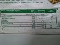 Mängden socker i Tartine croustillantes au seigle
