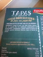 Mängden socker i Tapas Brochette De porc au paprika