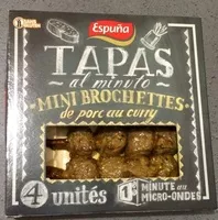 Mängden socker i Tapas al minuto Mini brochettes de porc au curry