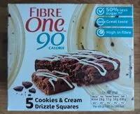 Mängden socker i Fibre One 90 - Cookies & Cream Drizzle Squares