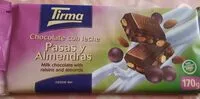 Mängden socker i Chocolate con leche pasas y almendras