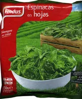 Mängden socker i Espinacas en hojas congeladas "Findus"