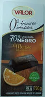 Mängden socker i Chocolate negro 70% con mousse de naranja