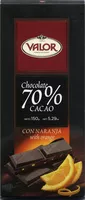 Mängden socker i Chocolate negro 70% cacao con naranja