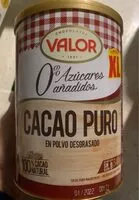 Mängden socker i Cacao puro 0%