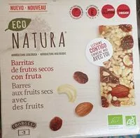 Mängden socker i Eco Natura barritas de frutos secos con fruta