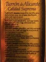 Mängden socker i Turron Alicante Etiqu. negra