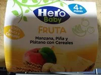 Mängden socker i Fruta manzana, piña y platano con cereales