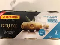 Mängden socker i Deluxe aceitunas verdes rellenas de anchoa suaves con menos sal pack 3 latas 50 g