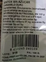 Mängden socker i Caramelo duro balsámico sin azúcar