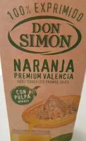 Mängden socker i Naranja premium valenciana con pulpa