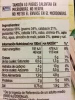 Mängden socker i Crema de verduras casera envase 1 l