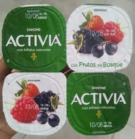 Mängden socker i Activia con frutos del bosque