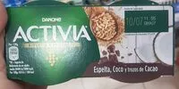 Mängden socker i Activia Fibras Espelta, Coco y trozos de cacao