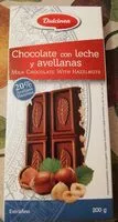 Mängden socker i Chocolate con leche y avellanas Dulcinea