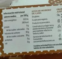 Mängden socker i Azúcar moreno de caña