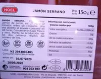 Mängden socker i Jamón serrano gran reserva sin aditivos