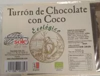 Mängden socker i Turrón de chocolate con coco ecológico