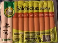 Mängden socker i Salchichas cocidas tipo frankfurt de pollo