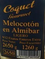 Mängden socker i Melocoton en almíbar