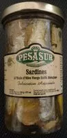 Mängden socker i PESASUR Sardines à l'huile d'olive vierge extra biologique