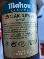 Mängden socker i Mahou clásica