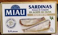 Mängden socker i Sardinas en aceite de oliva bajas en sal