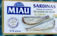 Mängden socker i Sardinas frescas de campana en aceite de oliva al limon