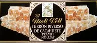 Mängden socker i Turrón diverso de cacahuete