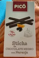 Mängden socker i Sticks de chocolate negro con naranja