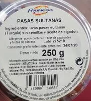 Mängden socker i Pasas sultanas