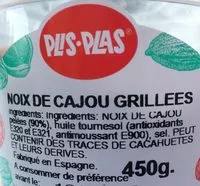 Mängden socker i Noix de cajou grillees