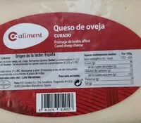 Mängden socker i Queso de oveja curado