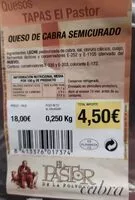 Mängden socker i Queso de cabra en tapas