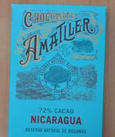 Mängden socker i Chocolate Amatller 72% cacao, Nicaragua