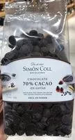 Mängden socker i Chocolate 70% cacao en gotas