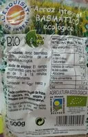 Mängden socker i Arroz integral basmati ecológico
