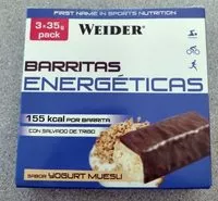 Mängden socker i Barritas energéticas sabor yogurt muesli