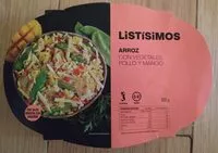 Mängden socker i Arroz con vegetales, pollo y mango