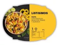 Mängden socker i Pasta con vegetales salsa con tomate y albahaca